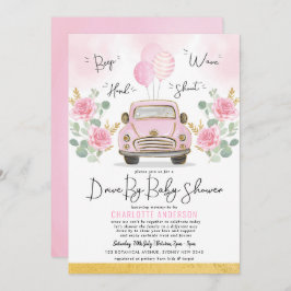 Pink Gold Rose fahren durch die Girl Baby Dusche Einladung