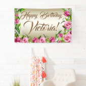Pink Gold Rose Geburtstagsparty Banner (Insitu)