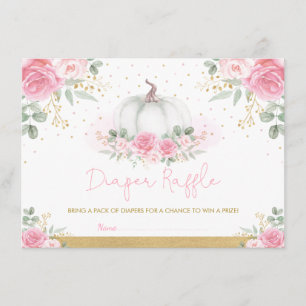 Pink Gold Rose Pumpkin Baby Dusche Windel Raffel Begleitkarte