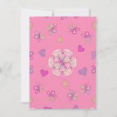 Pink Gold Rosen Butterfly Babydusche Einladung (Rückseite)