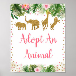 Pink & Gold Safari Adoptiere ein Tier zum Geburtst Poster