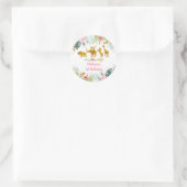 Pink Gold Safari Grüne Geburtstag Runder Aufkleber (Tasche)