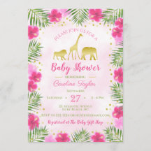 Pink Gold Safari Tiere Floral Baby Dusche