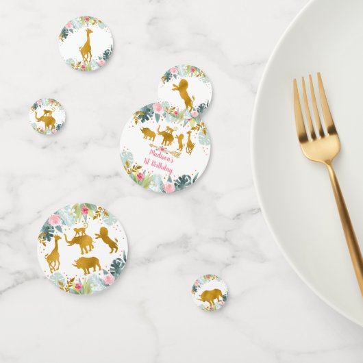 Pink Gold Safari Tierwelt Geburtstag Konfetti (Gruppe)