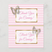 Pink & Gold Schmetterling Kinderdusche Windelwinde Flyer (Hinten)