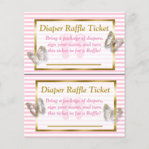 Pink & Gold Schmetterling Kinderdusche Windelwinde Flyer