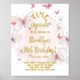 Pink & Gold Schmetterling Time Kapselunterschrift Poster
