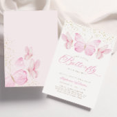 Pink & Gold Schmetterlinge Kinderdusche Einladung