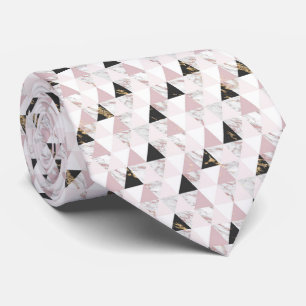 Pink Gold Schwarz Weiß Marmor Geometrischer Herren Krawatte