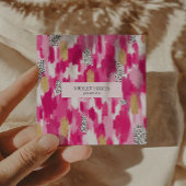 Pink Gold Schwarz-weiß Polka Dot Brush Stroke Quadratische Visitenkarte