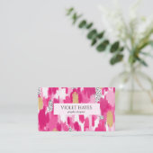 Pink Gold Schwarz-weiß Polka Dot Brush Stroke Visitenkarte (Stehend Vorderseite)