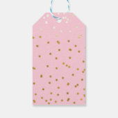 Pink & Gold Shiny Confetti Dots Chic Modern Geschenkanhänger (Rückseite)