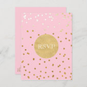 Pink & Gold Shiny Confetti Dots Chic Moderne UAWG Einladungspostkarte (Vorne/Hinten)