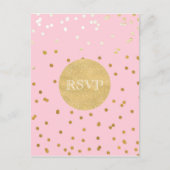 Pink & Gold Shiny Confetti Dots Chic Moderne UAWG Einladungspostkarte (Vorderseite)
