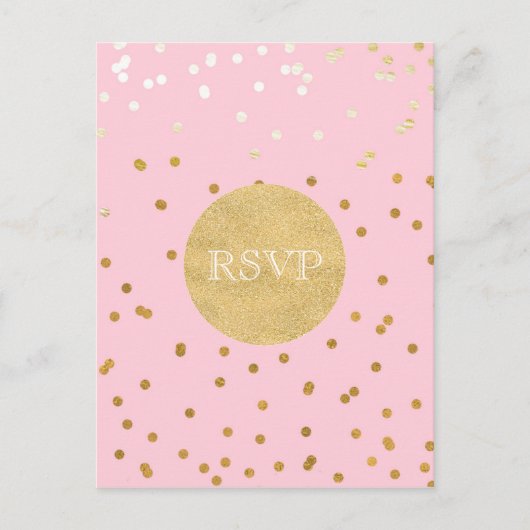 Pink & Gold Shiny Confetti Dots Chic Moderne UAWG Einladungspostkarte (Vorderseite)
