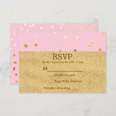 Pink & Gold Shiny Confetti Dots Chic Moderne UAWG RSVP Karte (Vorne/Hinten)