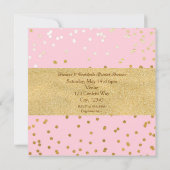 Pink & Gold Shiny Confetti Dots Moderner Chic Einladung (Rückseite)