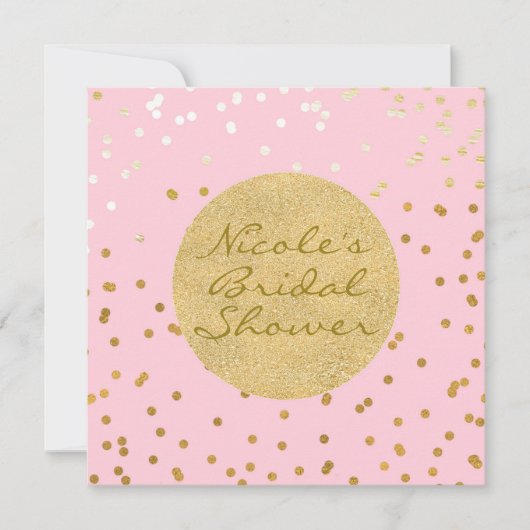 Pink & Gold Shiny Confetti Dots Moderner Chic Einladung (Vorderseite)
