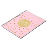 Pink & Gold Shiny Confetti Dots Modernes Notebook Notizblock (Linke Seite)