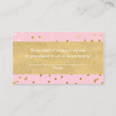 Pink & Gold Shiny Confetti Dots Windel Raffel Begleitkarte (Rückseite)