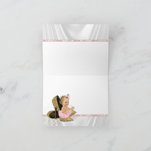 Pink Gold Shoe Girl Baby Dusche Danke (Innenseite)