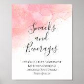 Pink Gold Snacks und Drinks Baby Dusche Schild (Vorne)