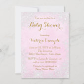 Pink Gold Snowflake Baby Girl Dusche Einladung (Rückseite)