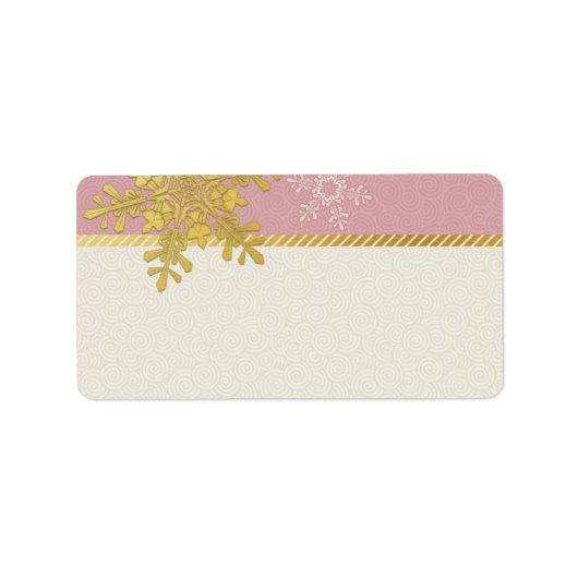 Pink Gold Snowflake Hochzeitsplatten mit unbedruck Adressaufkleber (Vorne)