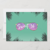 Pink & Gold Sonnenbrille Aquamarin Sommer Sweet 16 Einladung (Rückseite)