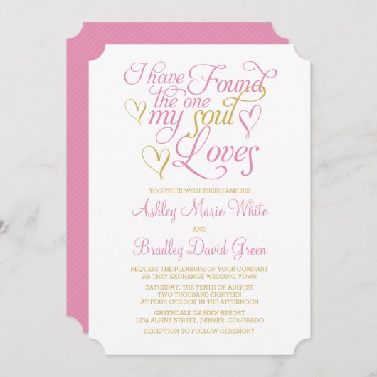 Pink Gold Soul Lieben Herzenslust Einladung (Vorne/Hinten)