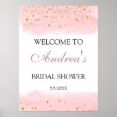 Pink Gold Sparkle Brautparty Willkommen Poster (Vorne)