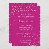 Pink Gold Sparkle Confetti Geburtstag Einladung (Vorne/Hinten)