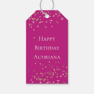 Pink Gold Sparkle Confetti Geburtstag Geschenkanhänger