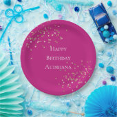 Pink Gold Sparkle Confetti Geburtstag Pappteller (Party)