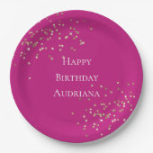 Pink Gold Sparkle Confetti Geburtstag Pappteller (Vorderseite)