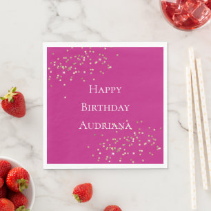 Pink Gold Sparkle Confetti Geburtstag Serviette