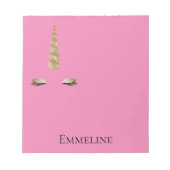 Pink Gold Sparkle Glam Unicorn personalisiert Notizblock (Vorderseite)