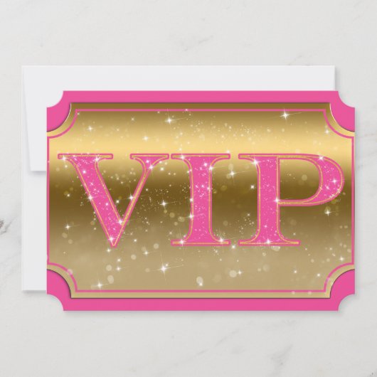 Pink & Gold Sparkle Glam VIP Party Event Ticket Einladung (Vorderseite)