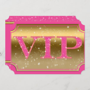 Pink & Gold Sparkle Glam VIP Party Event Ticket Einladung