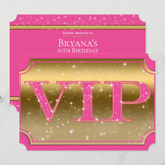 Pink & Gold Sparkle Glam VIP Party Event Ticket Einladung