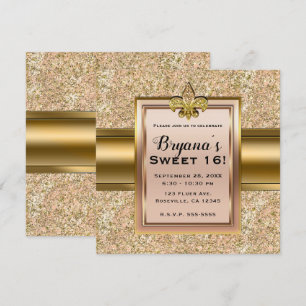 Pink & Gold Sparkle Glitterie Lilie Party Einladung