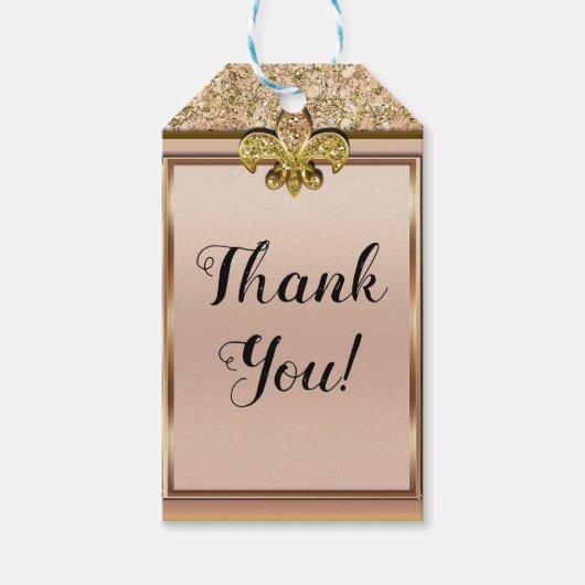 Pink & Gold Sparkle Glitterie Lilie Party Geschenkanhänger (Vorderseite)