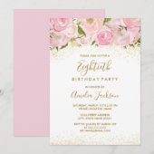 Pink Gold Sparkle Rose 80. Geburtstag Einladung (Vorne/Hinten)