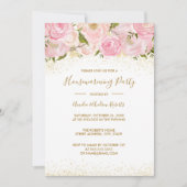 Pink Gold Sparkle Rose Housewarming Party Einladung (Vorderseite)