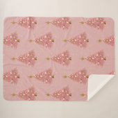 Pink Gold Sparkle Weihnachtsbaum Sherpadecke (Vorderseite (Horizontal))