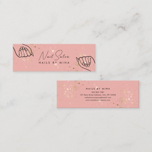 Pink Gold Speck Handnagelsalon Mini Visitenkarte (Vorne/Hinten)
