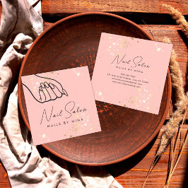 Pink Gold Speck Handnagelsalon Quadratische Visitenkarte