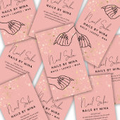 Pink & Gold Specks Hand Nail Salon Visitenkarte