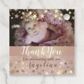 Pink Gold Star Foto 1. Geburtstag Geschenkanhänger (Rückseite)