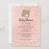 Pink Gold Star Girl Virtual Baby Dusche Einladung (Vorderseite)